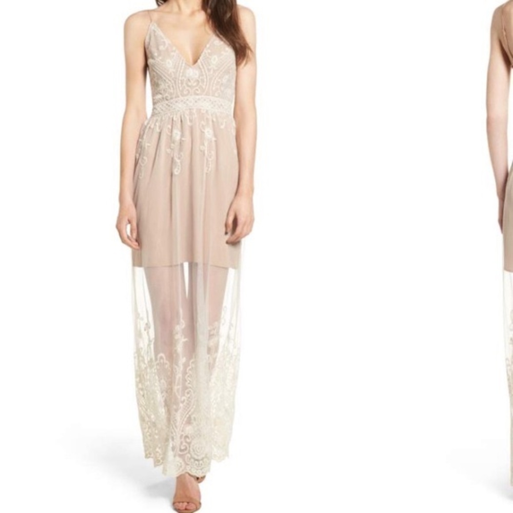 WAYF DRESS- Maxi Lace Overlay Dress